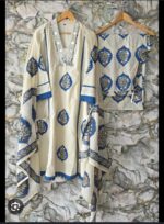 Blue Floral Printed Cotton 3-Piece Suit Set - Image 2
