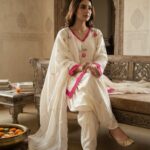 Floral Embroidered Cotton 3-Piece Suit Set | DSG Fashion