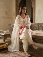 Floral Embroidered Cotton 3-Piece Suit Set | DSG Fashion