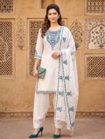 Premium Floral Embroidered Cotton 3-Piece Suit Set