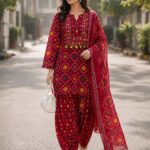 Premium Pink Printed Cotton 3-Piece Suit Set