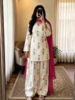 Floral Printed Cotton 3-Piece Suit Set