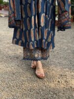 Ajrakh Anarkali Palazzo Suit with Dupatta – Handwork & Mirror Work - Image 5