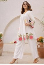 Floral Embroidered Cotton 60-60 Co-Ord Set