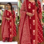 Women’s Printed Straight Kurta Pant Dupatta Set – 3 Piece Ethnic Suit - Image 3