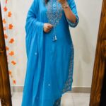 Women’s Embroidered Kurta Pant Dupatta Set – Elegant 3 Piece Suit