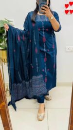 Printed Women’s Kurta Pant Set with Dupatta – Ethnic 3 Piece Dress - Image 4