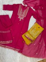 Embroidered Kurta Pant Dupatta Set for Women – 2 Colours - Image 6