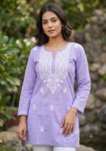 Women’s Embroidered Cotton Kurti – Floral Thread Work - Image 10