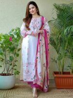 Pakistani 3 Piece Suit – Printed Kurta, Pant & Dupatta - Image 2