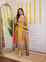 Pakistani 3 Piece Suit – Printed Kurta, Pant & Dupatta