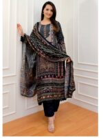 Pakistani 3 Piece Suit – Printed Kurta, Pant & Dupatta - Image 5