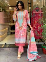 Pakistani 3 Piece Suit – Printed Kurta, Pant & Dupatta - Image 8