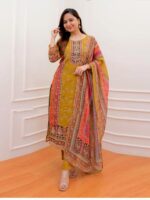 Pakistani 3 Piece Suit – Printed Kurta, Pant & Dupatta - Image 10