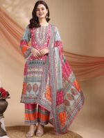 Pakistani 3 Piece Suit – Printed Kurta, Pant & Dupatta - Image 28