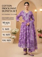 Cotton Frock Pant Dupatta Set – Printed 3 Piece Suit - Image 2