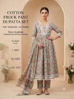 Cotton Frock Pant Dupatta Set – Printed 3 Piece Suit - Image 4