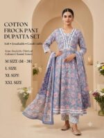Cotton Frock Pant Dupatta Set – Printed 3 Piece Suit - Image 6