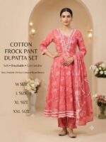 Cotton Frock Pant Dupatta Set – Printed 3 Piece Suit - Image 8