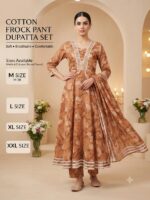Cotton Frock Pant Dupatta Set – Printed 3 Piece Suit - Image 9