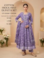 Cotton Frock Pant Dupatta Set – Printed 3 Piece Suit - Image 11