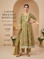 Cotton Frock Pant Dupatta Set – Printed 3 Piece Suit - Image 12