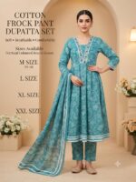 Cotton Frock Pant Dupatta Set – Printed 3 Piece Suit - Image 14