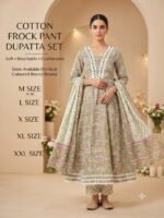 Cotton Frock Pant Dupatta Set – Printed 3 Piece Suit - Image 13