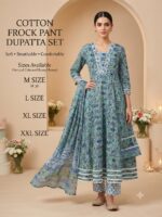 Cotton Frock Pant Dupatta Set – Printed 3 Piece Suit - Image 16