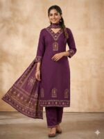 Cotton 60-60 3 Piece Suit Set – Printed Kurta Pant with Dupatta - Image 3