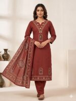 Cotton 60-60 3 Piece Suit Set – Printed Kurta Pant with Dupatta - Image 5