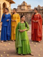 Women’s Printed 3 Piece Suit Set – Kurta Palazzo & Dupatta | Multiple Colours - Image 4