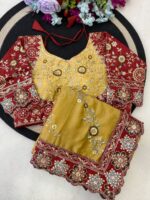 Designer Embroidered Saree – Heavy Embellished Work | Multiple Colours - Image 3