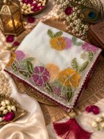 Floral Embroidered Saree – Elegant Floral Border Design | Multiple Colours - Image 4