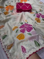 Women’s Floral Embroidered Saree – Elegant Traditional Design - Image 5