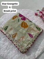 Women’s Floral Embroidered Saree – Elegant Traditional Design - Image 8