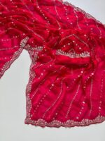 Fandy Satin Saree with Heavy Sequin Embroidery & Beaded Work Blouse - Image 2