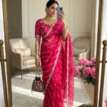 Fandy Satin Saree with Heavy Sequin Embroidery & Beaded Work Blouse