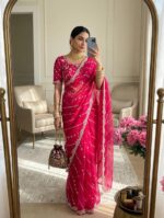 Fandy Satin Saree with Heavy Sequin Embroidery & Beaded Work Blouse