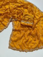 Fandy Satin Saree with Heavy Sequin Embroidery & Beaded Work Blouse - Image 5