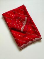 Fandy Satin Saree with Heavy Sequin Embroidery & Beaded Work Blouse - Image 7