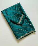 Fandy Satin Saree with Heavy Sequin Embroidery & Beaded Work Blouse - Image 10