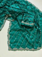 Fandy Satin Saree with Heavy Sequin Embroidery & Beaded Work Blouse - Image 12