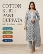 Cotton Kurti Pant Dupatta Set – Printed 3 Piece Suit | M to XXL - Image 2