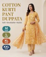 Cotton Kurti Pant Dupatta Set – Printed 3 Piece Suit | M to XXL - Image 3