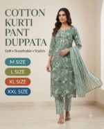 Cotton Kurti Pant Dupatta Set – Printed 3 Piece Suit | M to XXL - Image 4