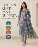 Cotton Kurti Pant Dupatta Set – Printed 3 Piece Suit | M to XXL - Image 6