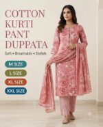 Cotton Kurti Pant Dupatta Set – Printed 3 Piece Suit | M to XXL - Image 8
