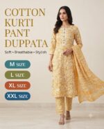 Cotton Kurti Pant Dupatta Set – Printed 3 Piece Suit | M to XXL - Image 12